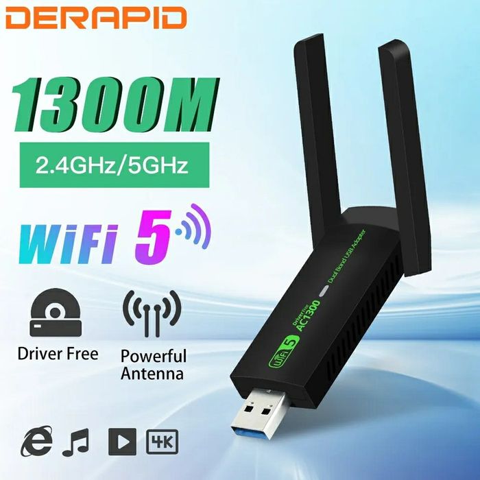 Новий 1300Mbps WiFi адаптер USB 2.4G/5Ghz (в наявності)