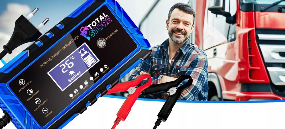 MOCNY PROSTOWNIK Do Akumulatorów Samochodowy Z Funkcją Naprawy