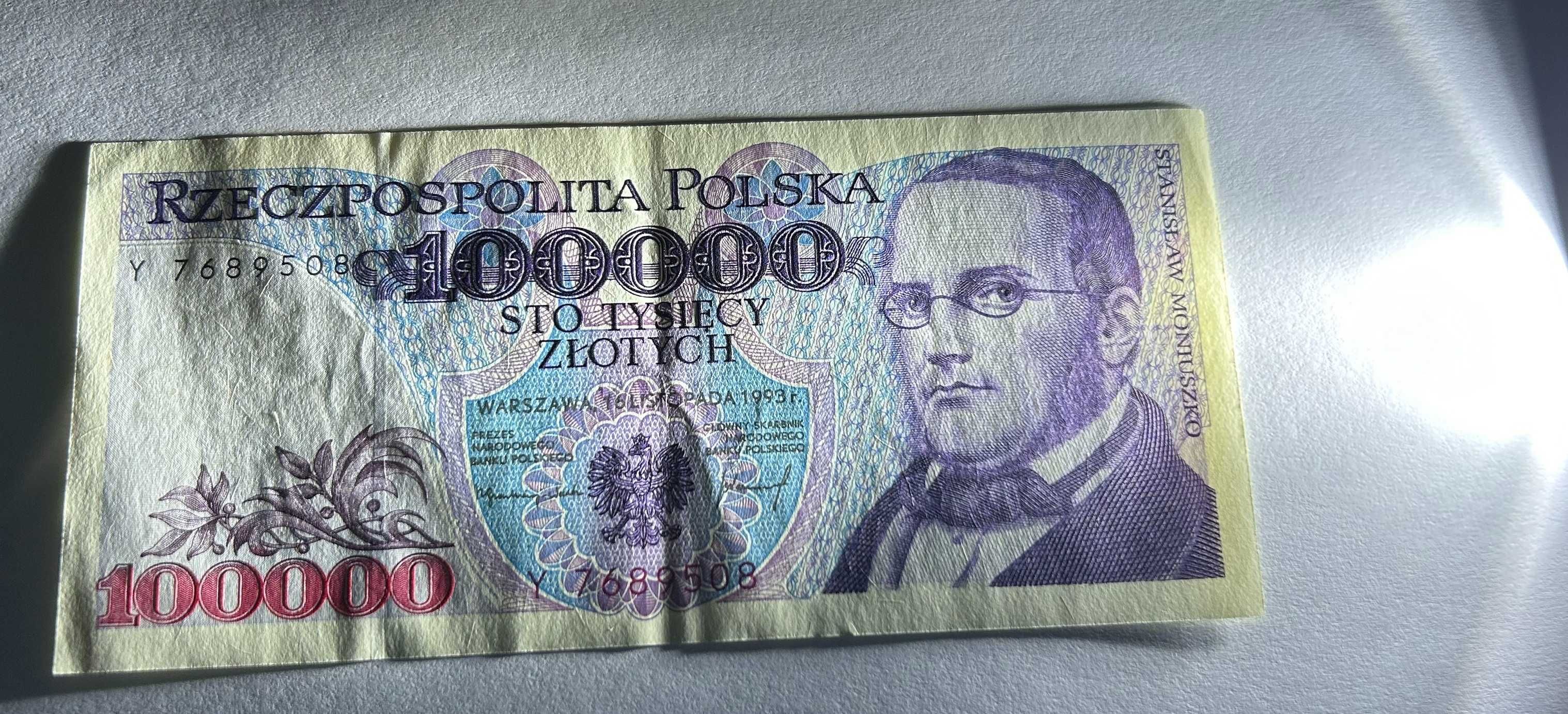 100 000 zł, 1993 rok, Seria: Y (rzadsza), stan 2