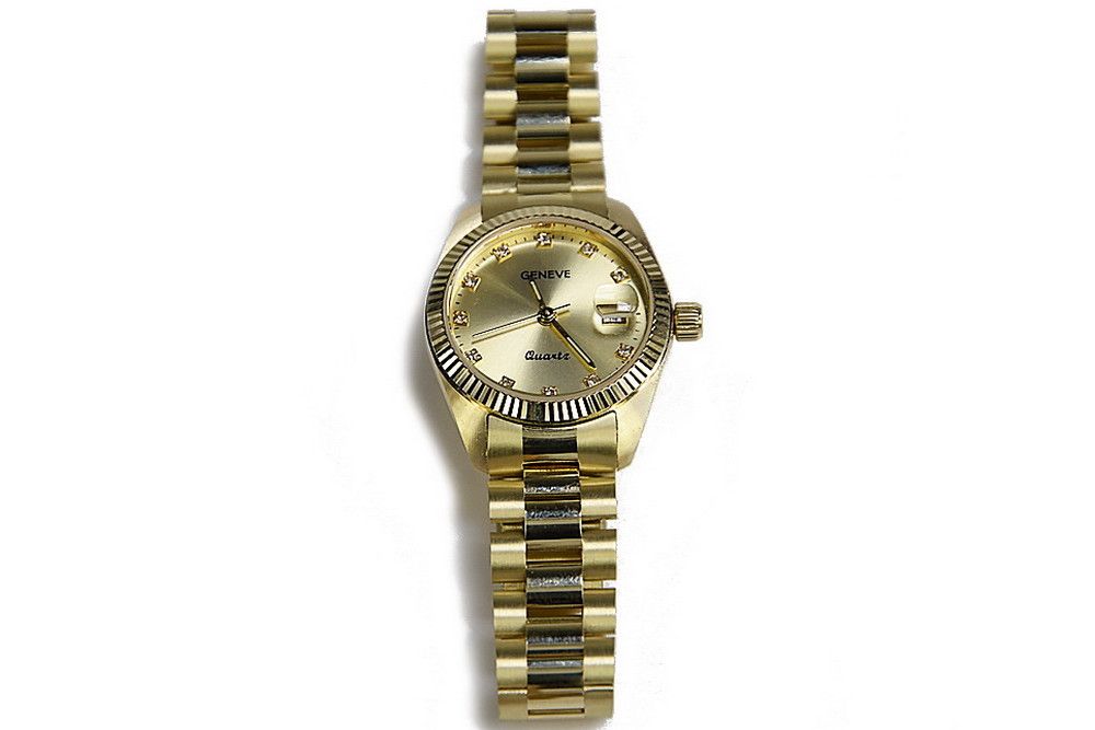 Złoty zegarek damski 14k 585 z bransoletą Geneve  lw020ydg&lbw009y