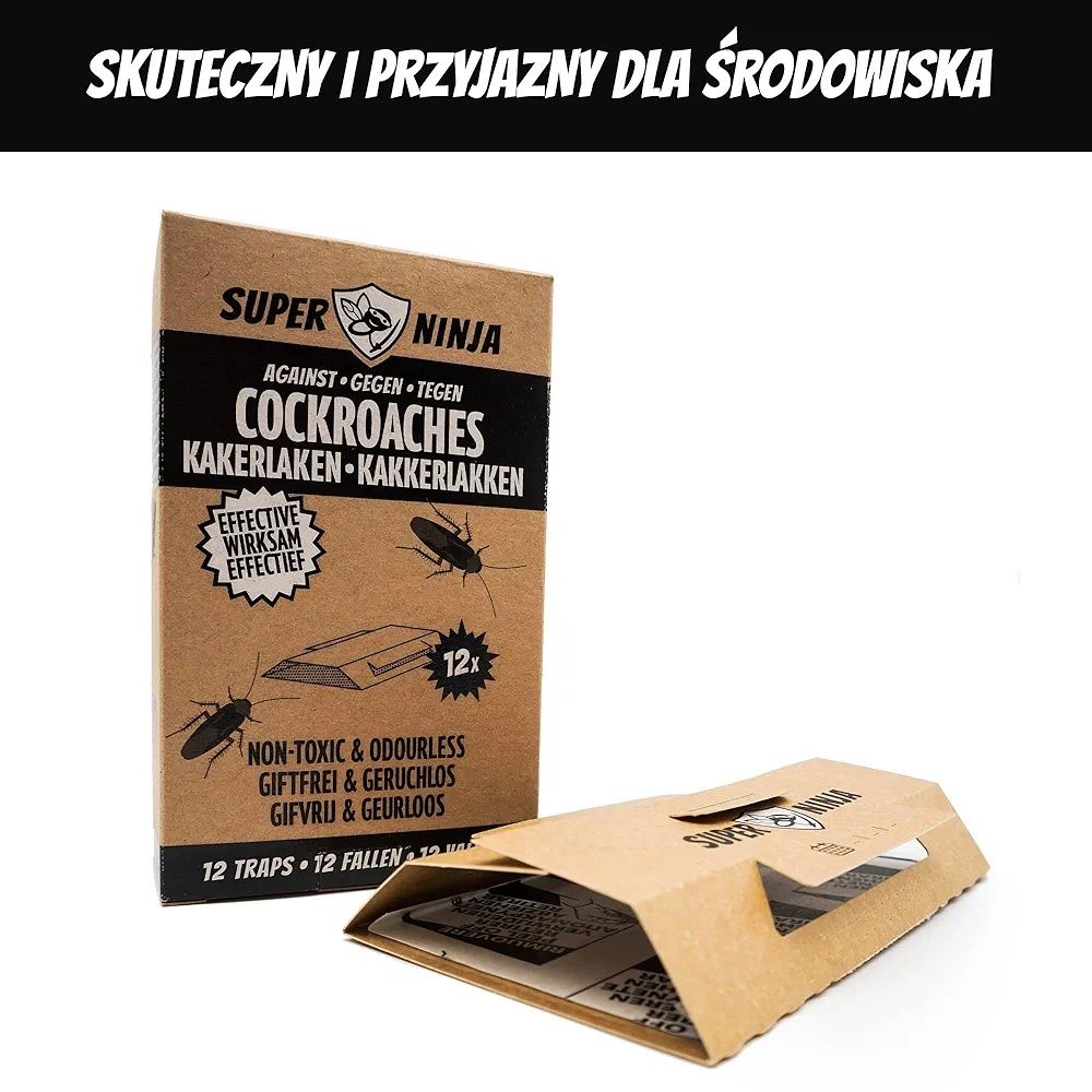 Super Ninja Zabójca karaluchów 12 pułapek ekologicznych do 3 miesięcy
