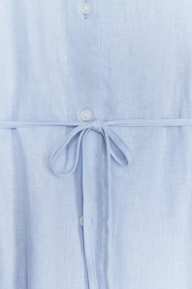 Блакитна сорочка Zara з льоном S-M на затяжці
