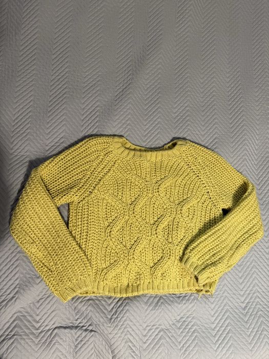 Світло-жовтий в’язаний светр із рельєфним візерунком, xs-s