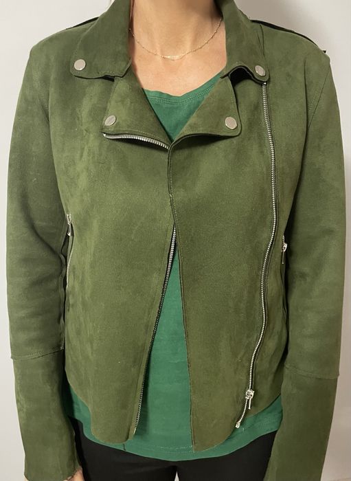 Zamszowa zielona khaki zgniła zieleń kurtka ramoneska Sinsay roz. M 38