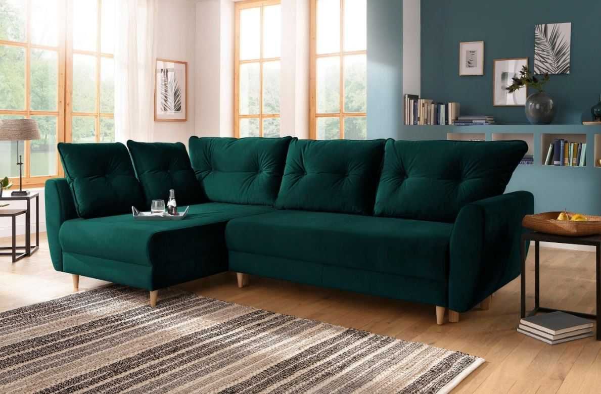 Wygodny narożnik VELVET 2 funkcja spania SOFA od producenta TRANSPORT