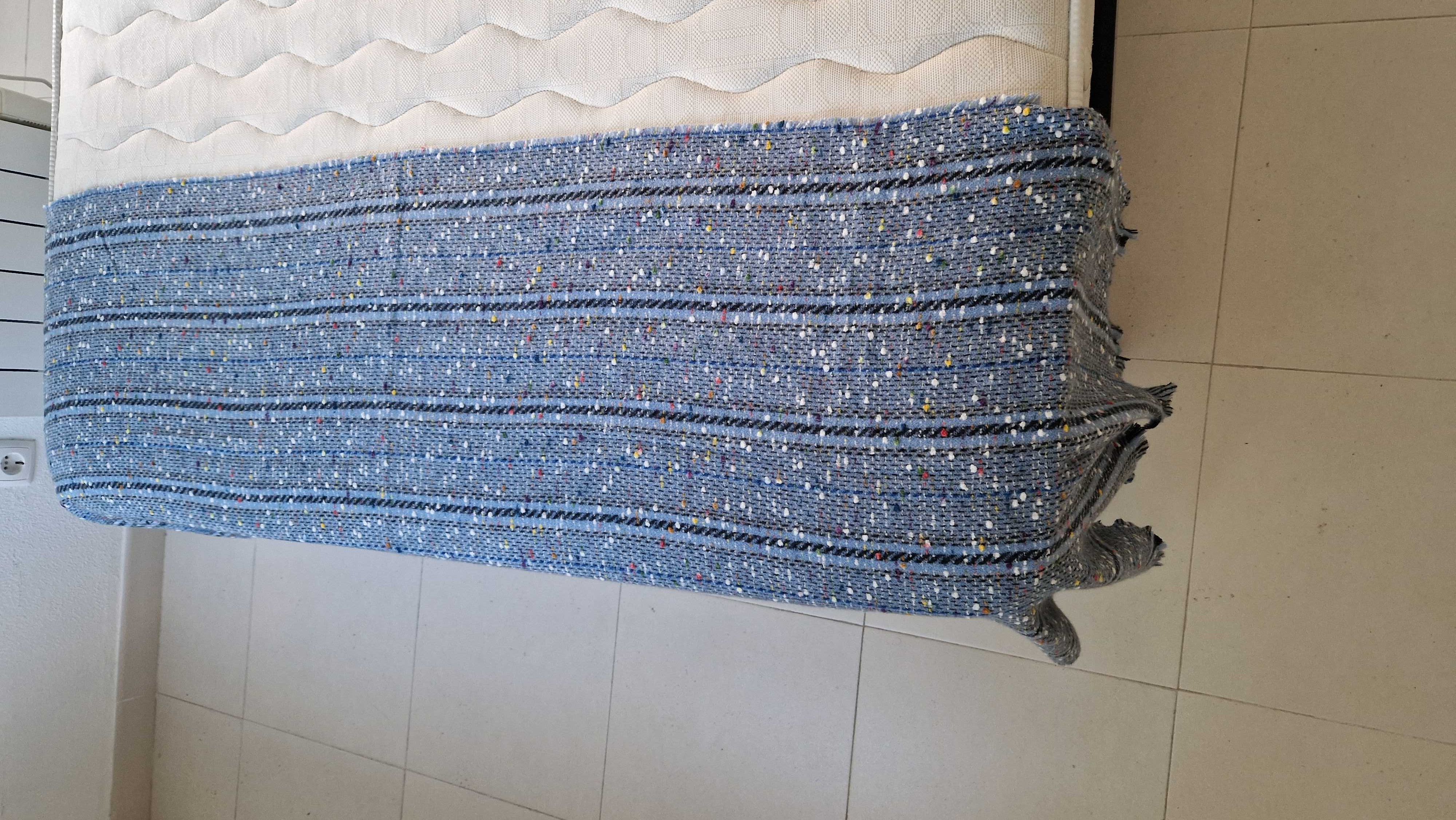 Manta azul estampada 195 cm comprimento x 60 cm de largura
