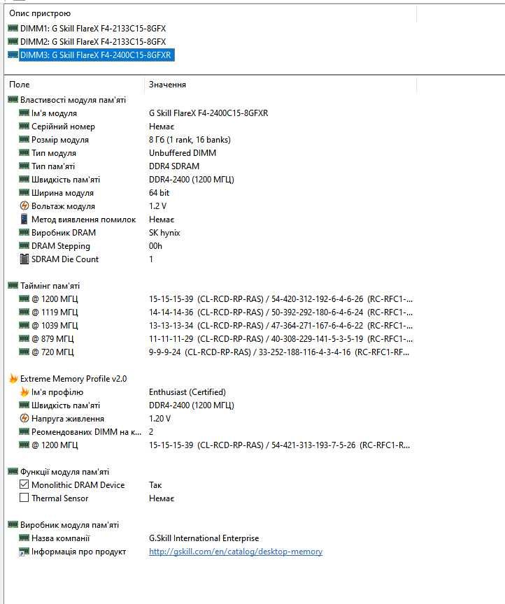 G.SKILL DDR4 2133 16GB (2x8GB) Flare X (F4-2133C15D-16GFX)