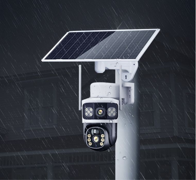 Podwójna Kamera Solarna Obrotowa Moitoring 2w1 LTE 4G Zewnętrzna SIM