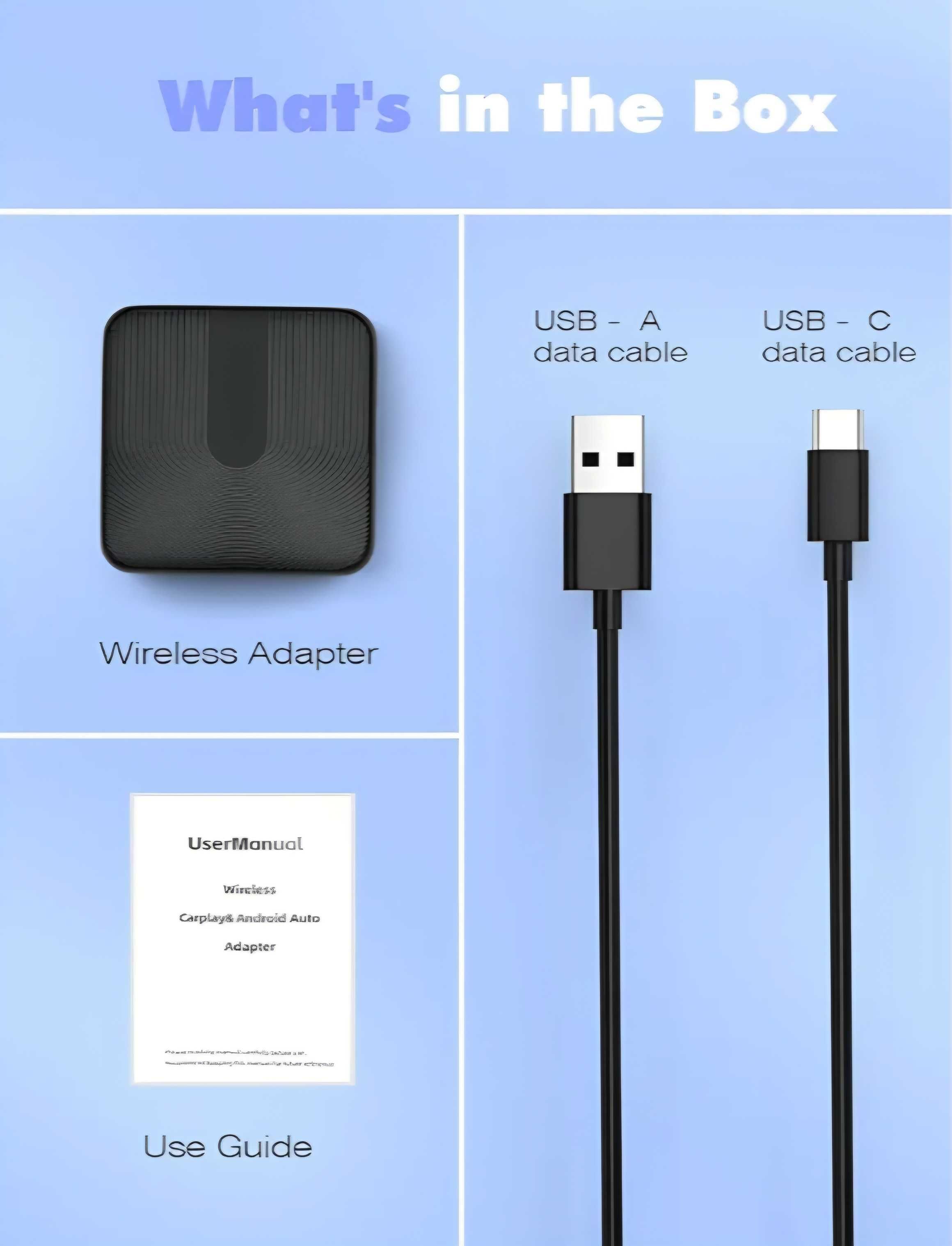 Bezprzewodowy adapter 2w1 Android Auto CarPlay USB-A USB-C WiFi BA510