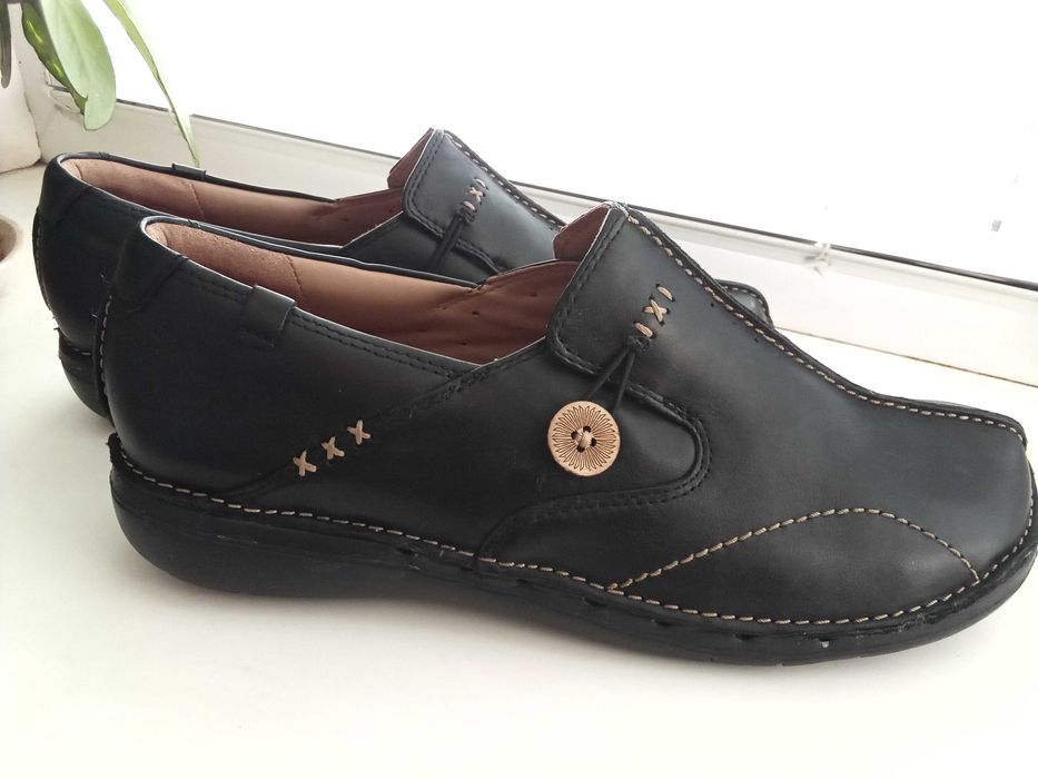 Clarks - кожаные, ортопедические туфли, мокасины, р. 41 - 27 см