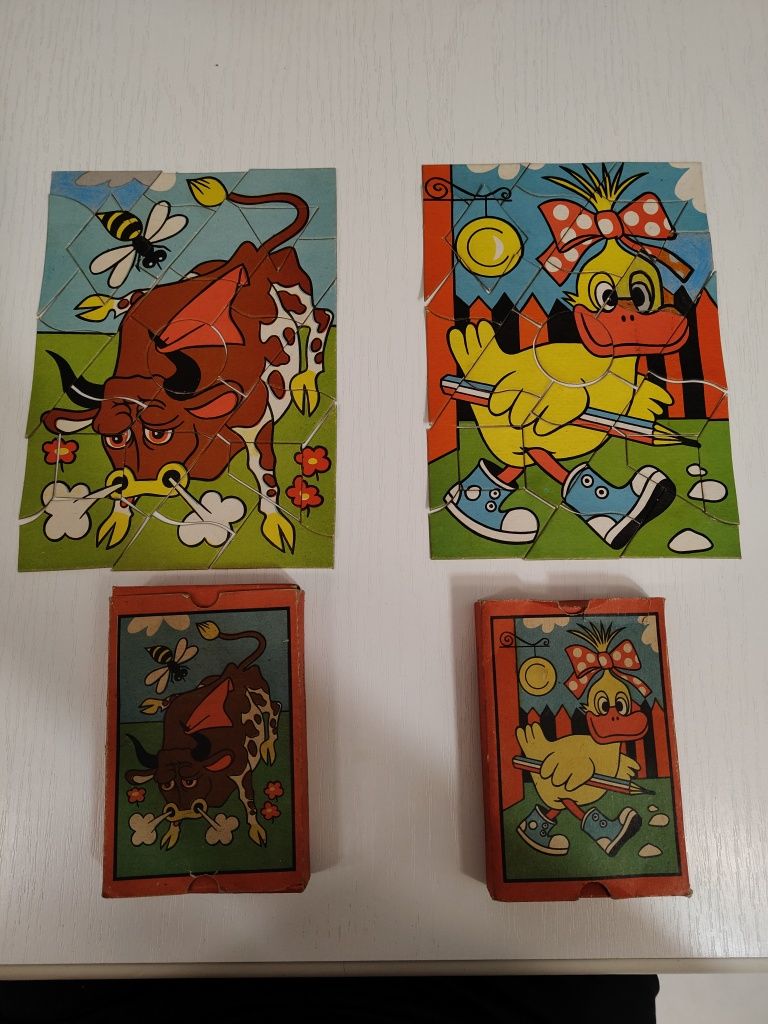 Składanka dla dzieci, puzzle, kaczka dziwaczka, byczek Fernando, PRL