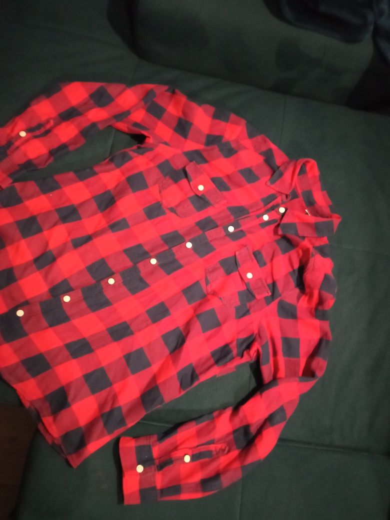 Koszula w kratę H&M r. S krata czerwono granatowa