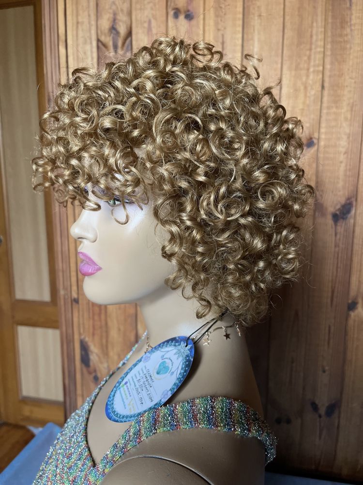 Натуральный парик перука славянский волос кудри локоны пшеничный блонд