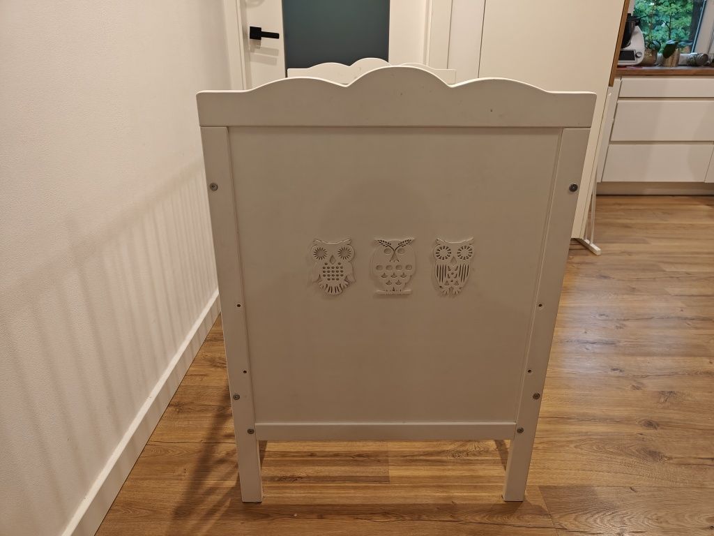 Łóżeczko drewniane białe 120x60 dla dziecka