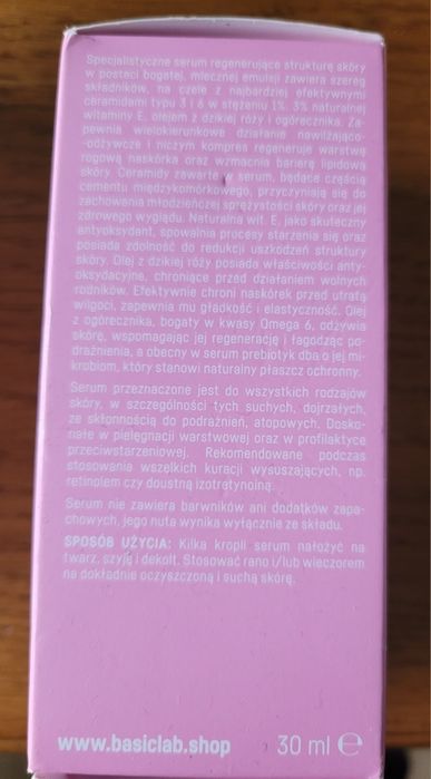 Basiclab serum regenerujące ceramidy prebiotyki wit. E nowe