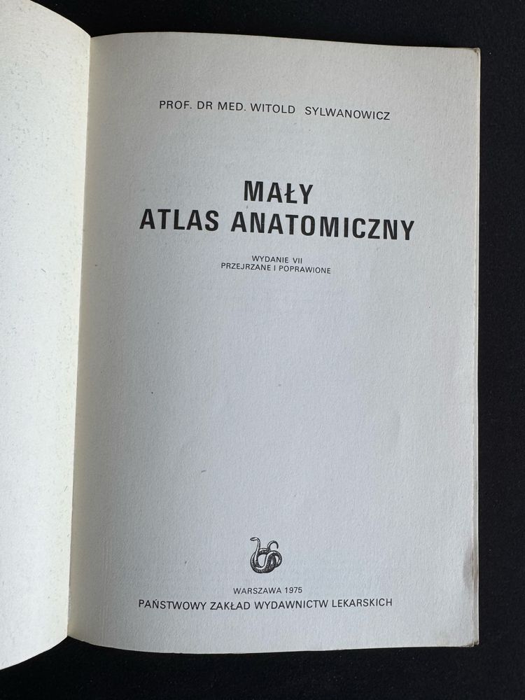 Mały Atlas Anatomiczny - Witold Sylwanowicz 1976 stan bdb