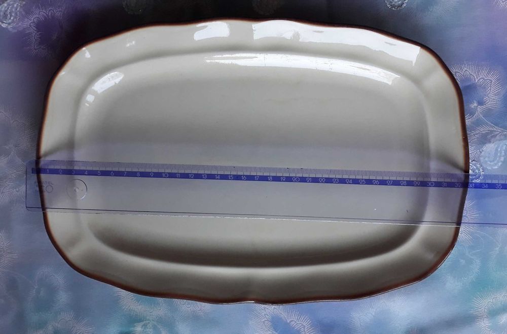 Półmisek prostokątny beżowy porcelitowy Pruszków PRL
