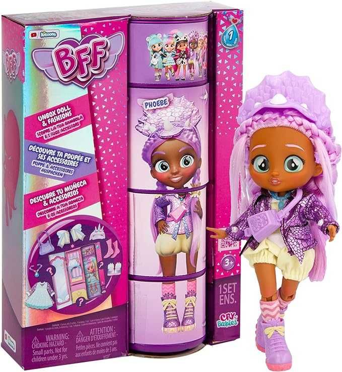 Cry Babies BFF Phoebe Fashion Doll with 9 Surprises, край бебі Фібі