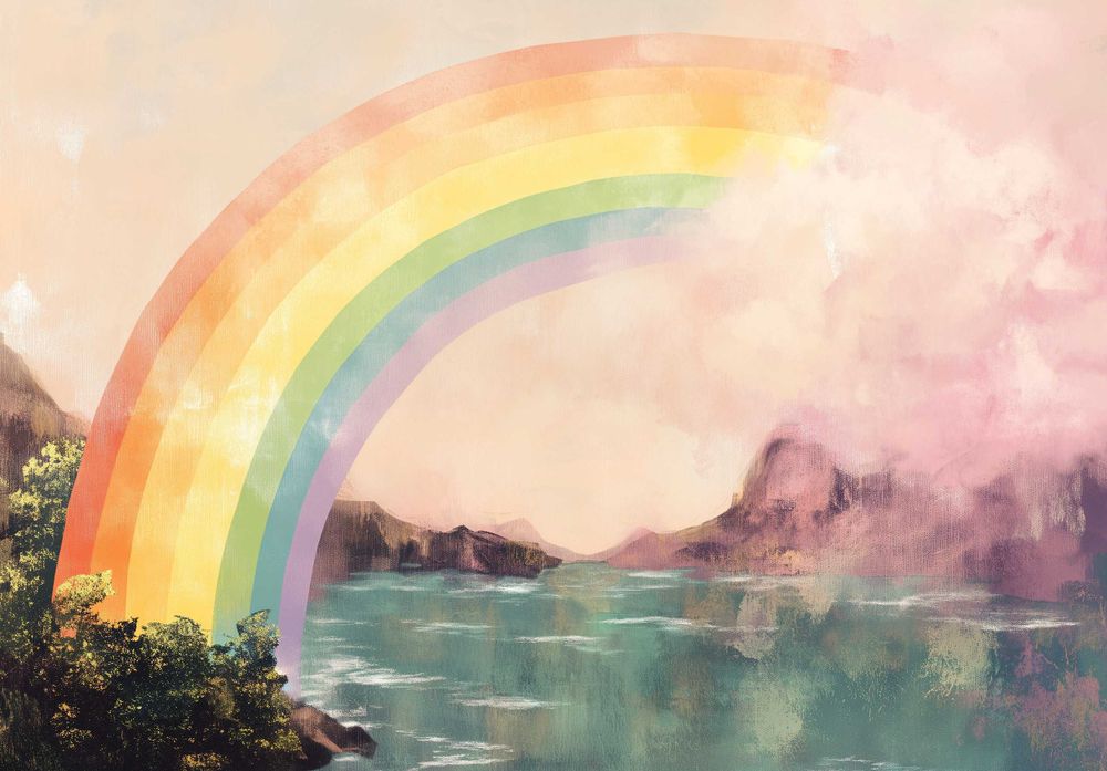 Fototapeta Dla Dzieci Dziecka Kolorowa Tęcza Róż Woda 3D + KLEJ