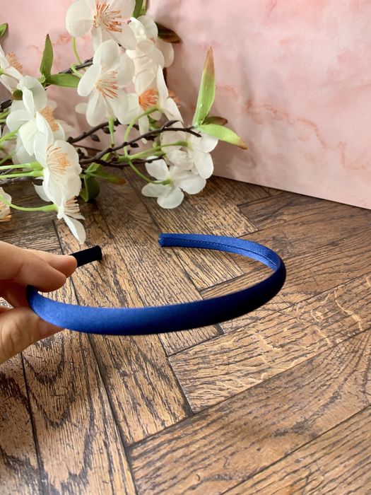 Granatowa kobaltowa chabrowa opaska satynowa