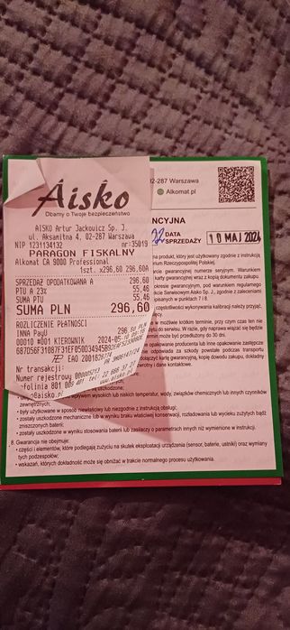 Alkomat CA9000  Gwarancja do 05.2026