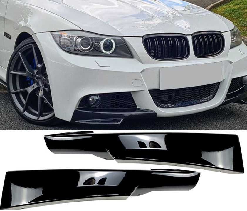 Splitterki Przód Flapsy BMW E90 E91 LCI CZARNY POŁYSK / CARBON