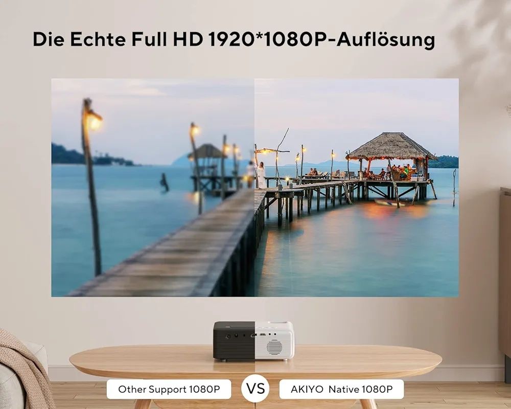 Projektor, Full HD 1080P 2,4/5G Hz WiFi Projektor Bluetooth 200 ANSI