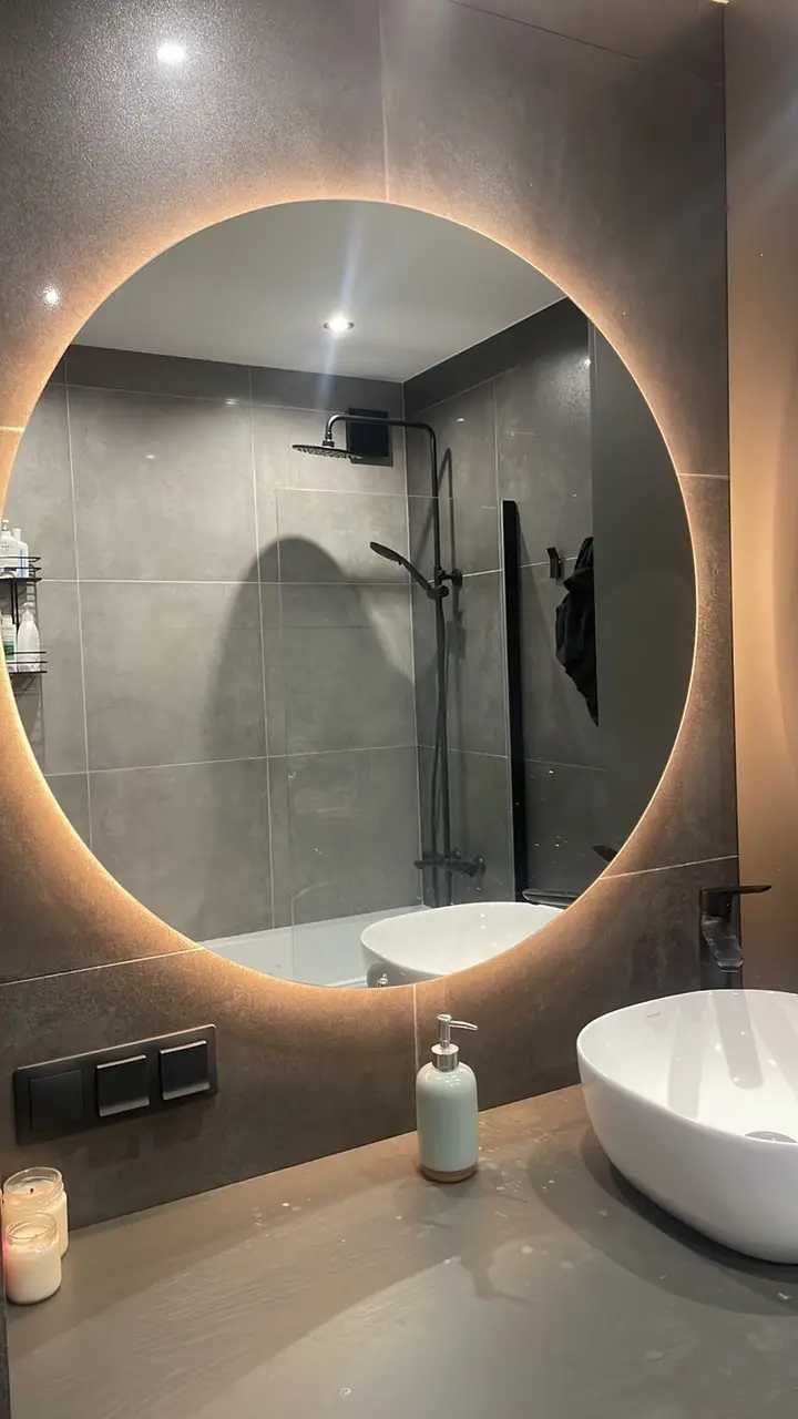 Кругле дзеркало в ванну з підсвіткою під замовлення ЦІНА ВІД ВИРОБНИКА