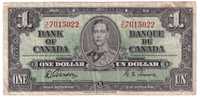 Kanada, banknot 1 dolar 1937 - st. -3/4
