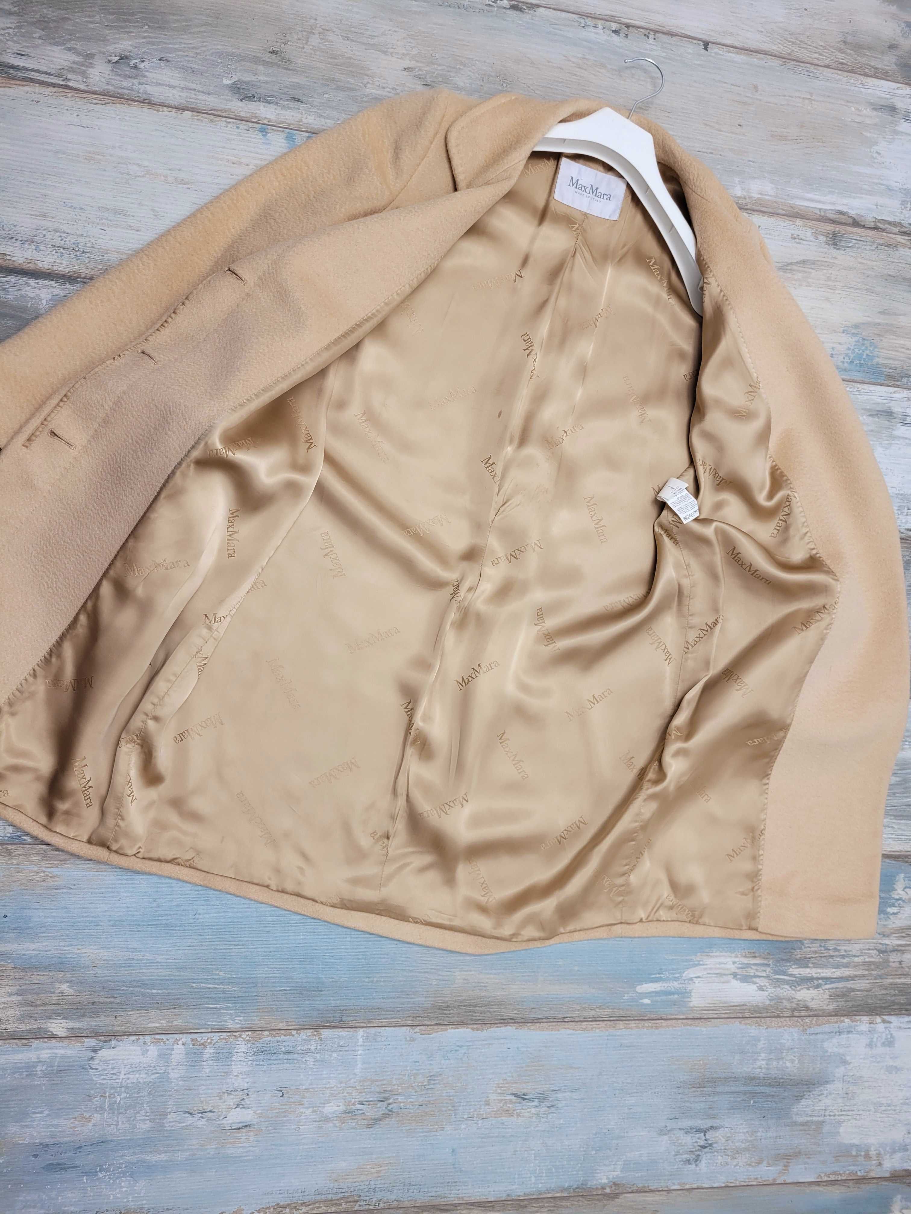 MAXMARA Coat wielbłąd wool klasyczny płaszcz camel premium