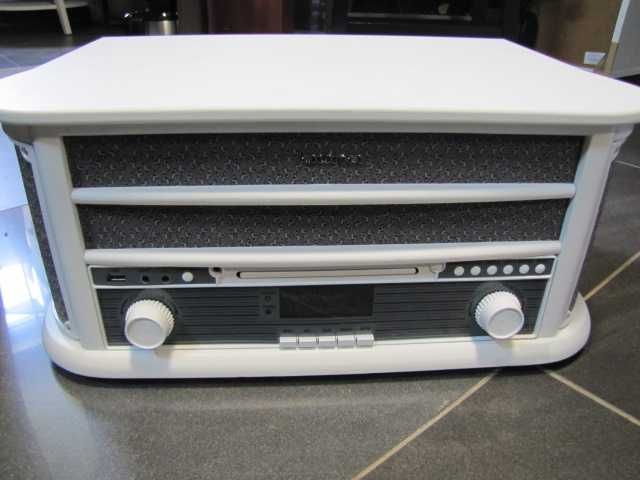 Belle Epoque 1908 DAB Wieża stereo retro gramofon AUNA biała