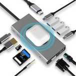 HUB 13w1 z ładowaniem bezprzewodowym 15W HDMI 4K, LevelUp, Nowy z FV