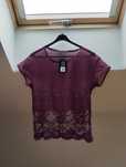 bordowy top koronkowy oversize M boho hippie transaprent goth burgund