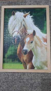 Obraz z puzzli w ramie konie koniki