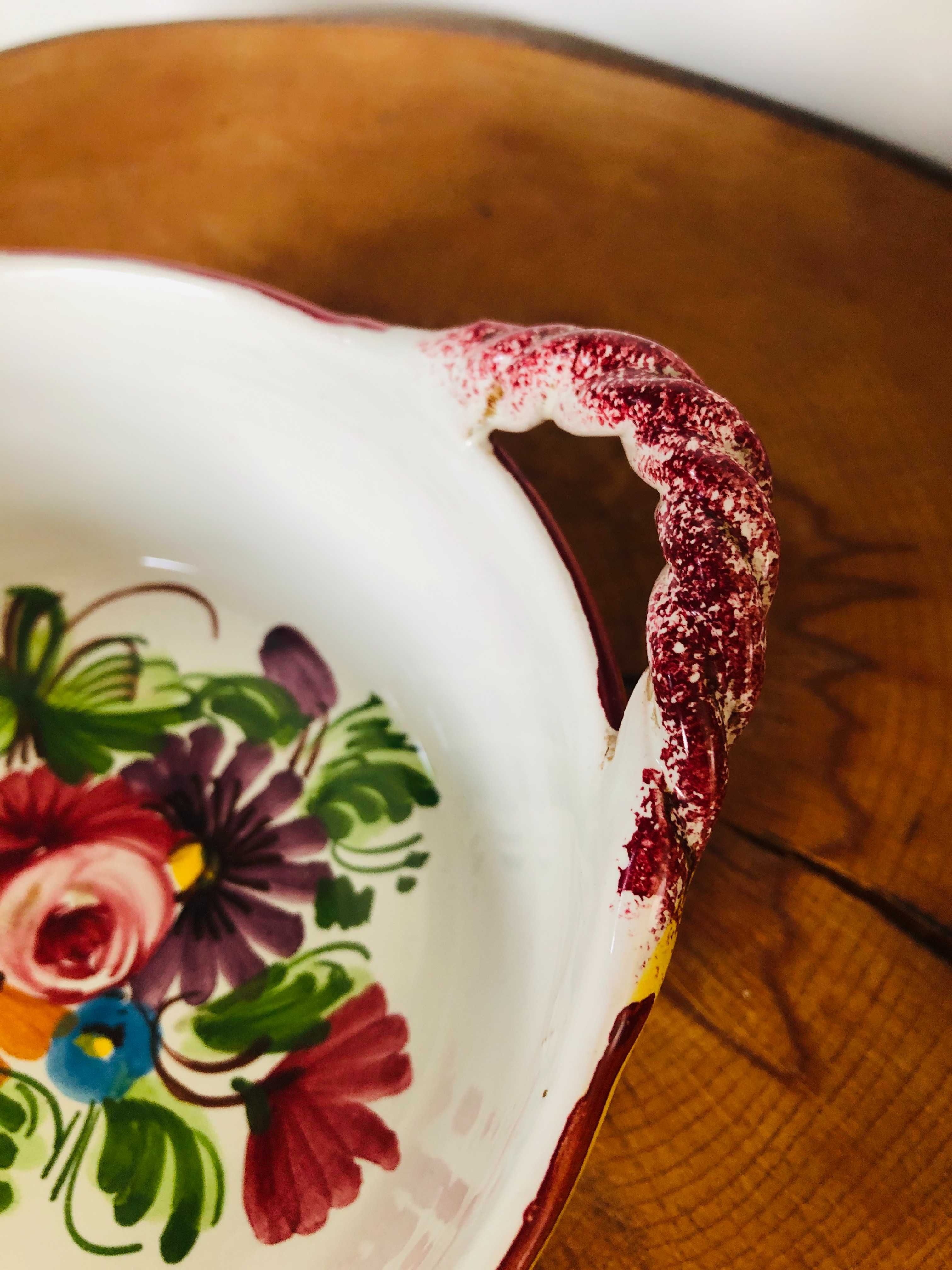 Włoski ceramiczny koszyk miseczka recznie malowana Italy Włochy kwiaty