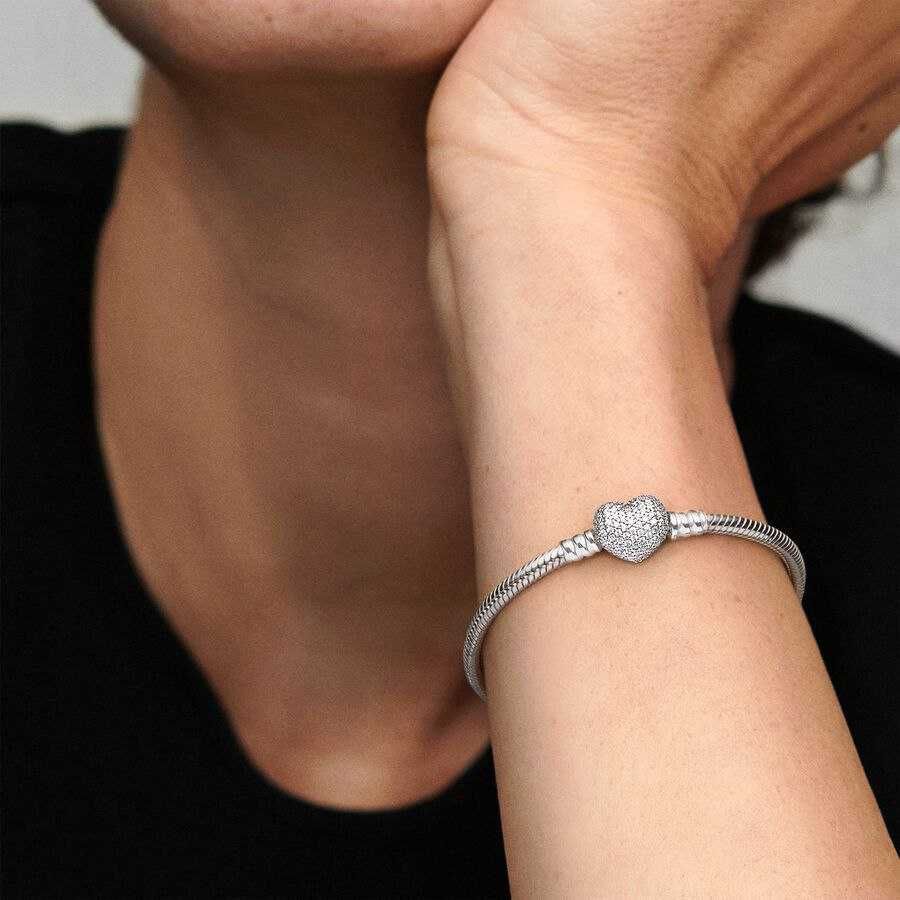 Срібний браслет  Pandora  Серце. Сяюче серце браслет пандора