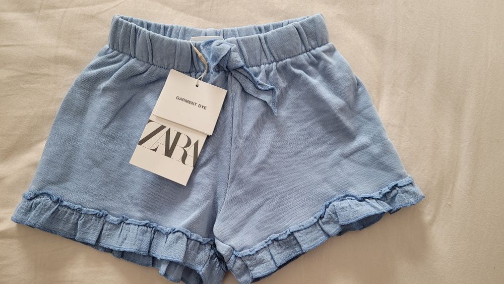 Niebieskie spodenki szorty falbanka Zara 98 cm 3 lata