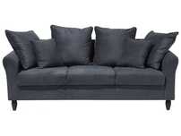 OKAZAJ! Sofa 3-osobowa welurowa czarna BORNHOLM - jak nowa / WROCŁAW
