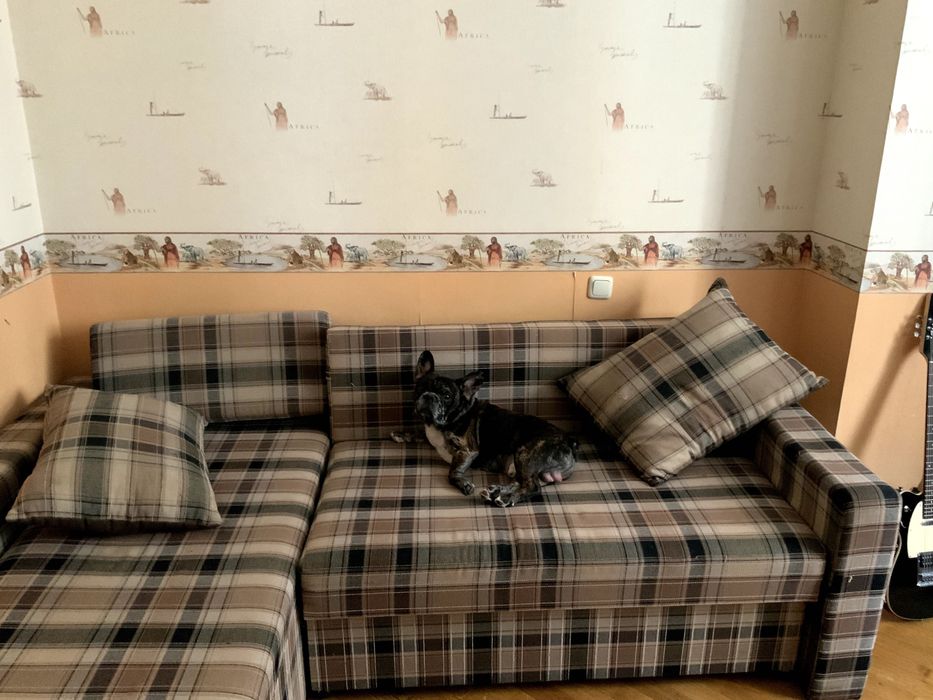 Диван в клітку 2 подушки