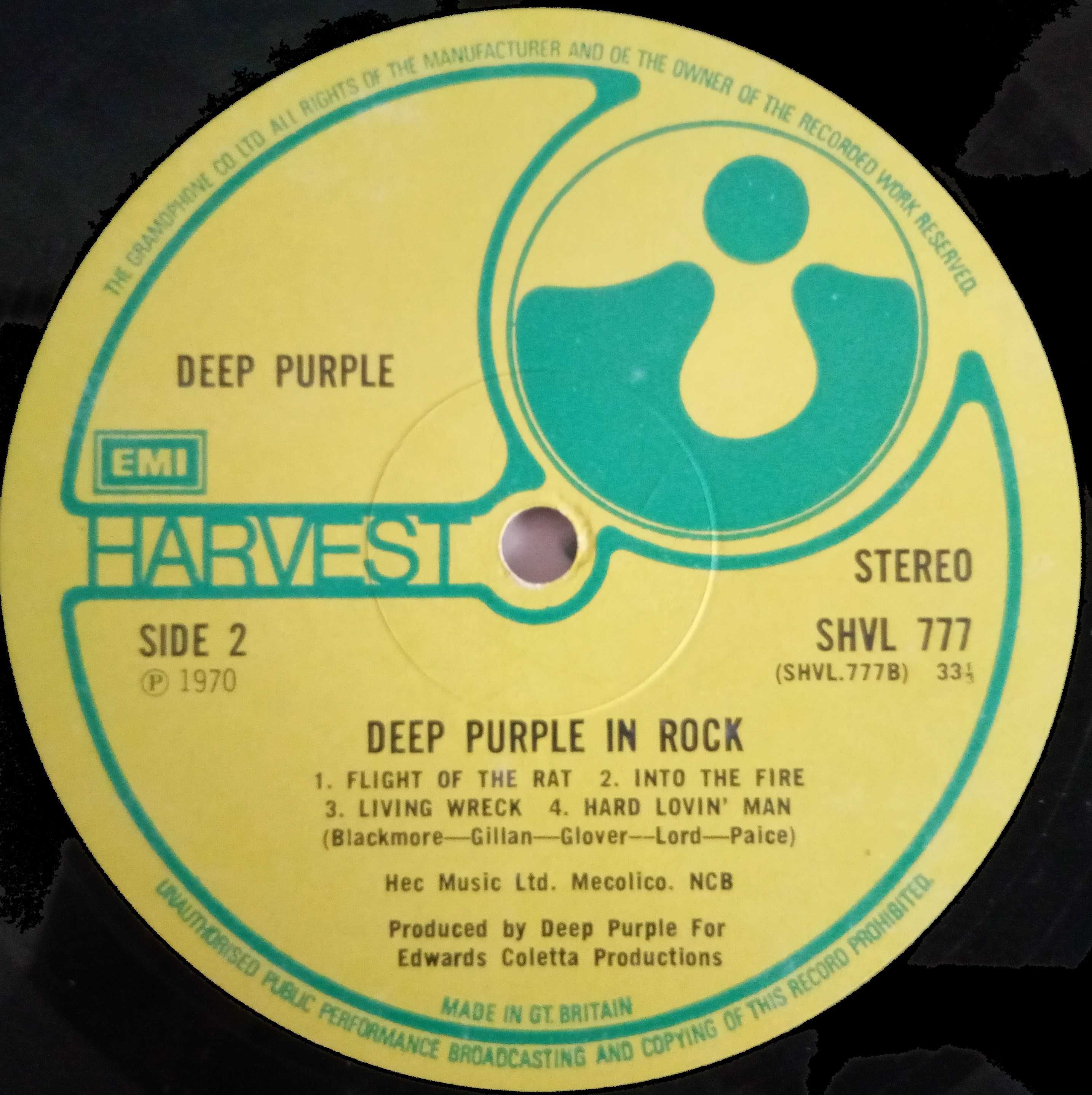 Deep Purple	- - - - -	Deep Purple In Rock	- - - - -	LP