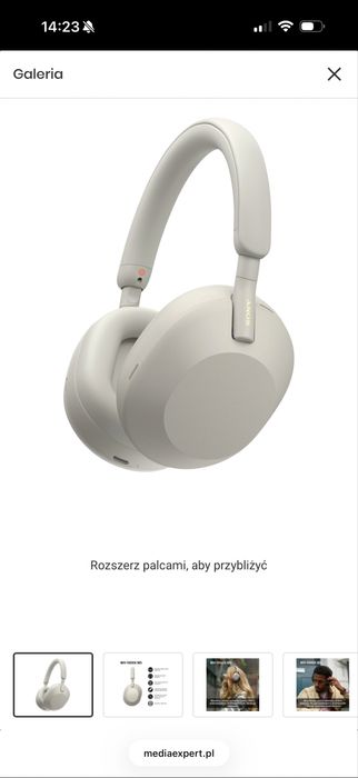 Słuchawki nauszne SONY WH-1000XM5 ANC Srebrny