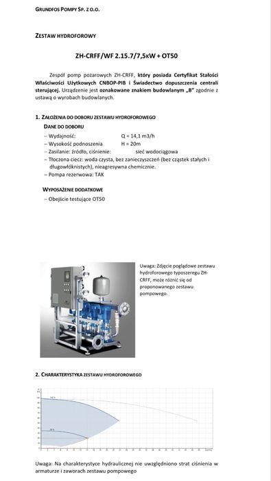 Hydrofor Grundfos Zestaw Hydroforowy pooż CNBOP