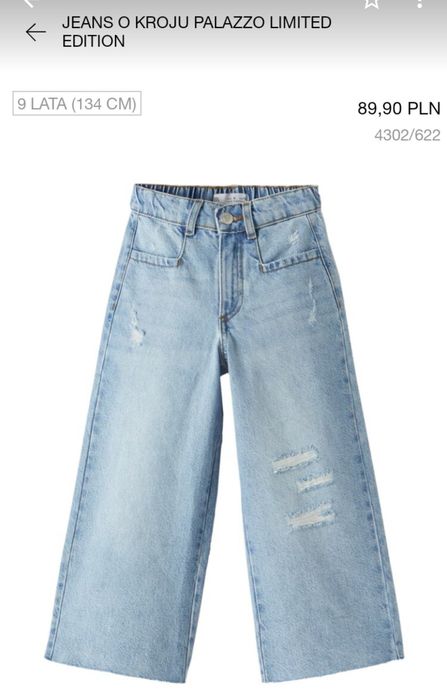 Spodnie jeans dziewczęce zara