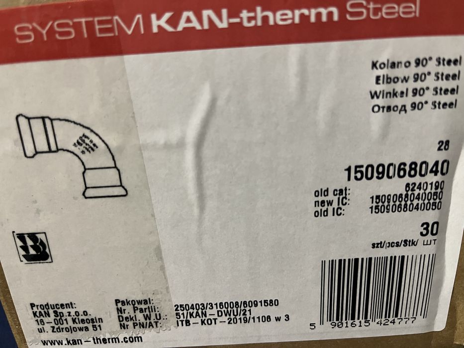 kan therm steel kolano 28 2k90c 30szt