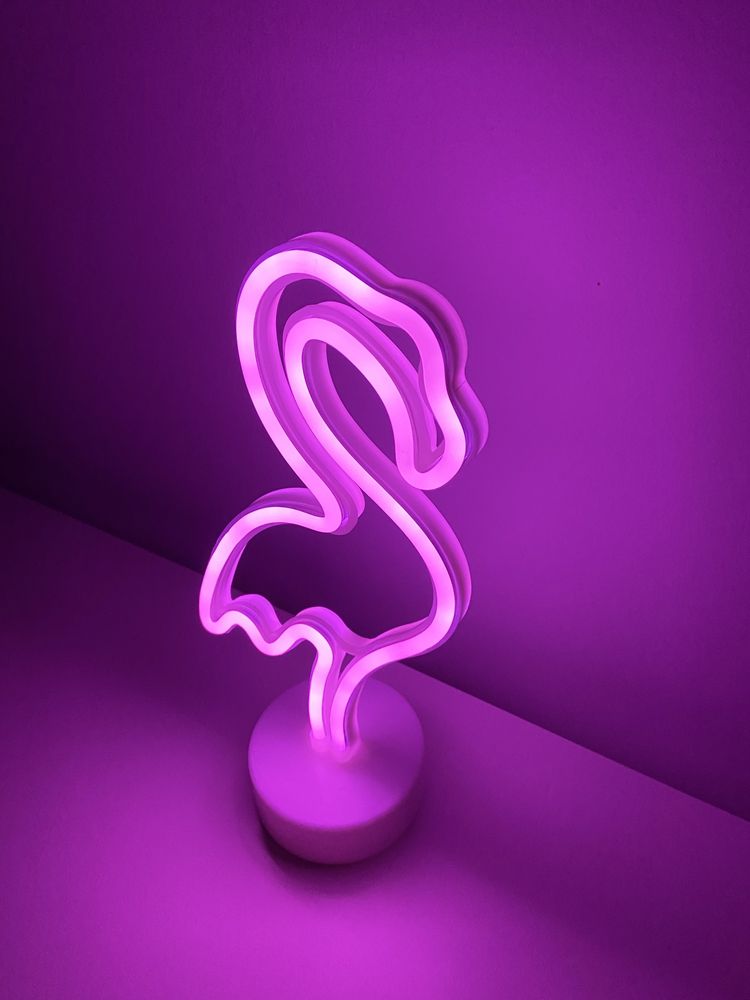 Neon light flamingo