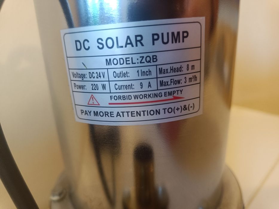 Pompa wodna zanurzeniowa do akumulatora 3000 l/h 180W 24V 2.1m nurek