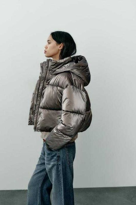Срібний пуховик Zara