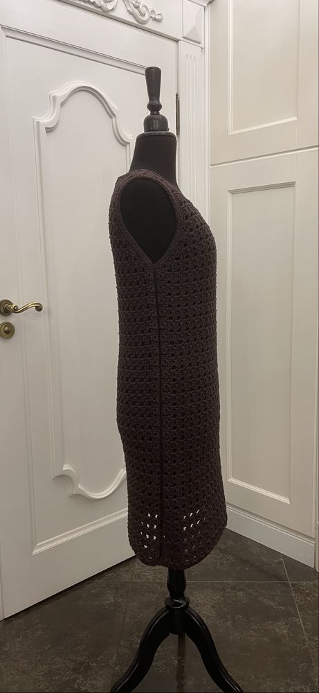MAX MARA piękna sukienka z halką, czekoladowy brąz