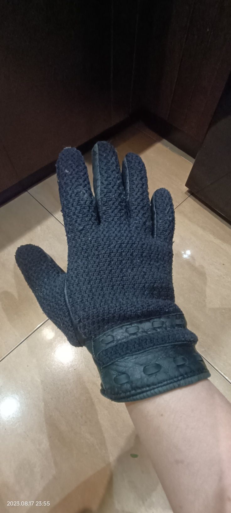 Rękawiczki skórzane zimowe grube używane r.S