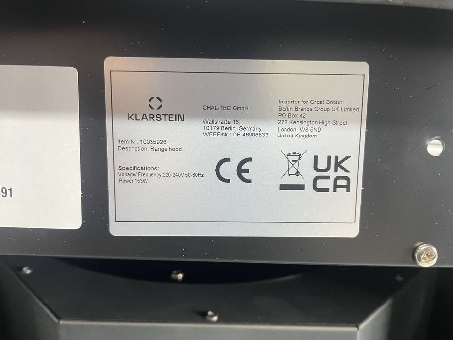 Вытяжка Klarstein Mariana Neo 60 (Германия)